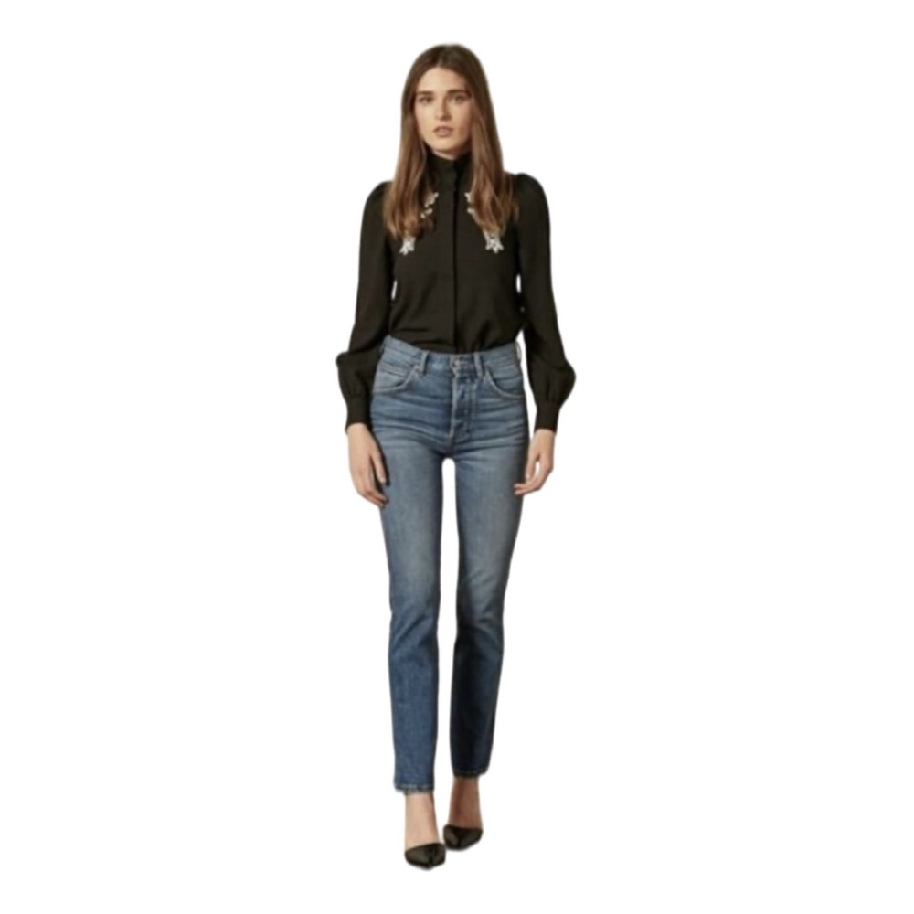 Boyish Dempsey High Rise Slim Straight Leg Jeans Women Blue 27 $228